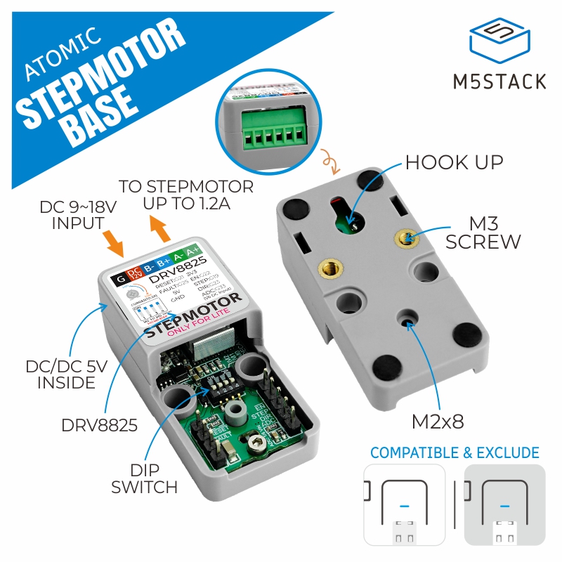 M5Stack - Официальная база Stepmotor M5Stack ATOMIC (DRV8825)